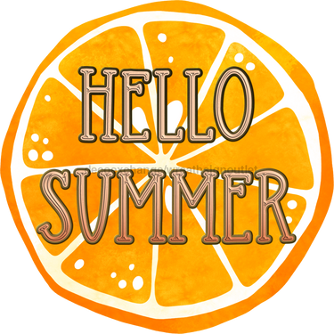 Wreath Sign, Hello Summer Sign, Orange Sign, Round Summer Sign, DECOE-504, Sign For Wreath, DecoExchange - DecoExchange